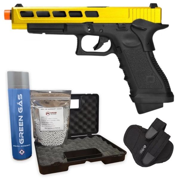 Pistola Glock Airsoft  R34 Custom GBB Army Blowback 6mm Kit Coldre